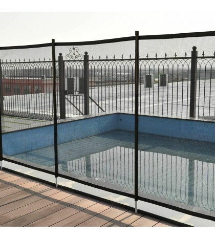 Durable 4' x 12' Black In-ground Swimming Pool Safety Fence