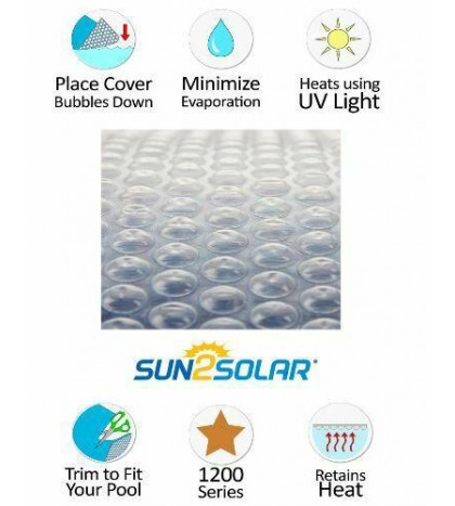 Sun2Solar 20 x 40 Rectangle Clear Swimming Pool Solar Blanket Cover 1200 Series