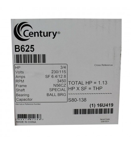 A.O. Smith B625 3/4 HP 3450 RPM Enclosure Pool Motor