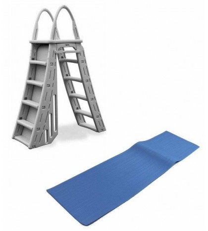 Confer Plastics 720087951 Above Ground Swimming Pool Ladder with Mat