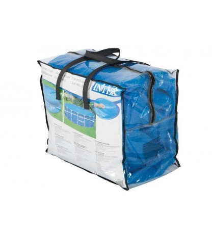 Bundle 12-Foot Pool Cover Tarp, Cleaning Pool Kit, & Above Ground Swimming Pool