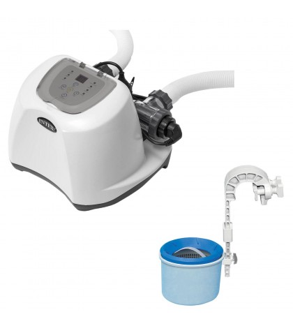 Intex 120V Krystal Clear Saltwater Pool Chlorinator + Wall Mount Surface Skimmer