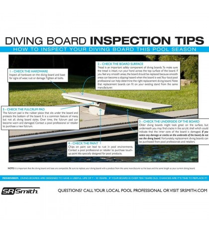 S.R. Smith 66-209-596S2 6 Feet Frontier III Replacement Diving Board - Radiant White