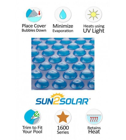Sun2Solar Ultimate Swimming Pool Solar Blanket Cover w/ Grommets - 1600 Series