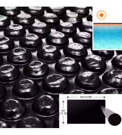 Floating Rectangular PE Solar Pool Film 33 x 16.5 ft Black