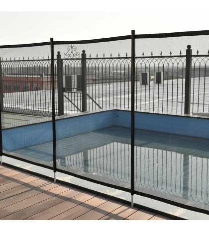 Giantex OP3189 12x4 in. In-Ground Swimming Pool Aluminum Safety Fence - Black