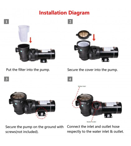 Yescom 1.5hp Above Ground Swimming Pool Pump