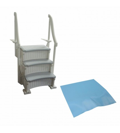 Confer CCXIG Gray Inground Swimming Pool Grand Entry Curve Steps Stairs + Mat