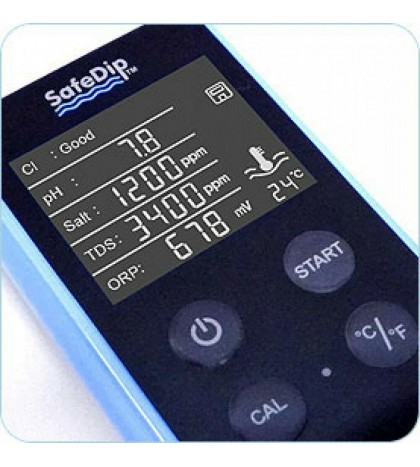 Solaxx SafeDip 6-in-1 Digital Pool Water Tester Chlorine pH