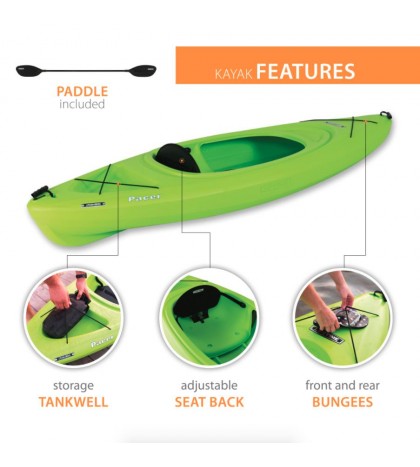 Lifetime 8ft. Pacer 80 Sit-In Kayak w/ Paddle - Lime Green - Brand New