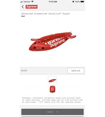 Supreme Packlite Kayak Advanced Elements Sold Out Box Logo new *ORDER CONFIRMED*