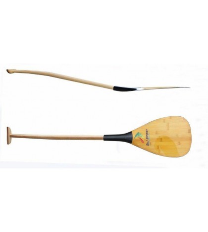 ZJ Hot Sale Outrigger Paddle In Carbon Bamboo Blade Straight and Bent Wood Shaft