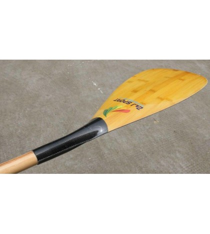 ZJ Hot Sale Outrigger Paddle In Carbon Bamboo Blade Straight and Bent Wood Shaft