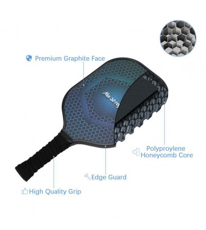 4 Pickleball Paddles Pro Pickleball Graphite Honeycomb Core Rackets w/ Balls Kit