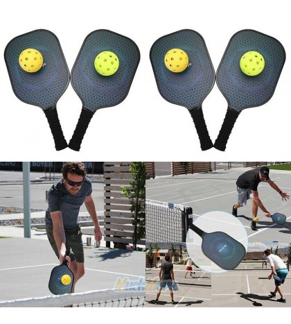 4 Pickleball Paddles Pro Pickleball Graphite Honeycomb Core Rackets w/ Balls Kit