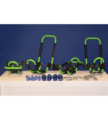 2 Sets Electric Lime Green Roof Mounted Folding Kayak Racks PK-KR FOLD GREEN2
