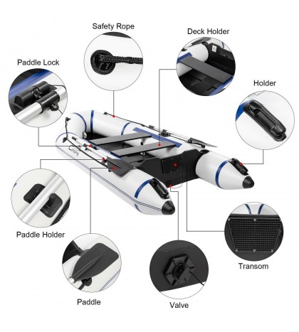 New 10ft Inflatable Water Sports Tender Rafting Fishing Dinghy Boat Grey White