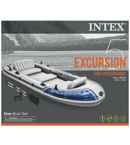 Intex Excursion 5 5-Person Inflatable Boat Set, Oars & Pump, New