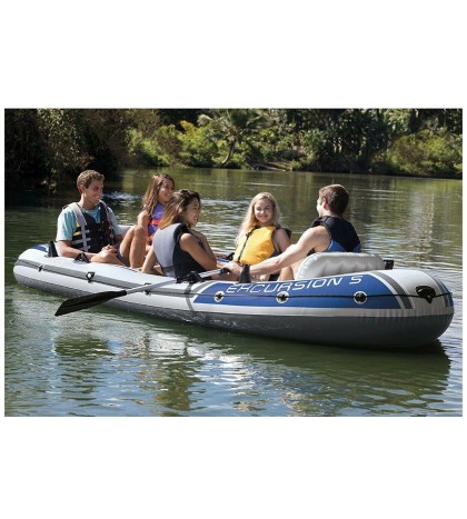Intex Excursion 5 5-Person Inflatable Boat Set, Oars & Pump, New