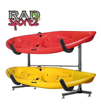 1006 Rad Sportz Deluxe Freestanding Heavy Duty Two Kayak Rack Storage 175lb Cap