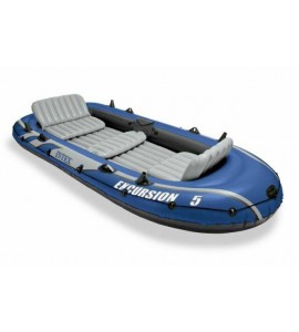 Intex Excursion 5 Person Inflatable Rafting and Fishing Boat Set with 2 Oars