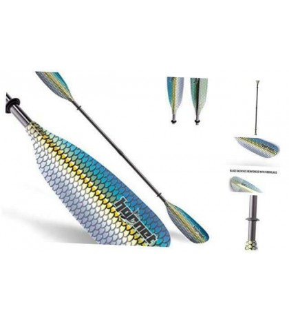 Graphic Fiberglass Kayak Paddle- Ideal for Touring, Fishing and Blue Scales
