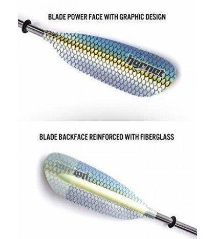Graphic Fiberglass Kayak Paddle- Ideal for Touring, Fishing and Blue Scales