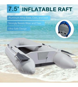 PVC Inflatable Boat 7.5' Raft Ideal for Boating Fishing Hunting More
