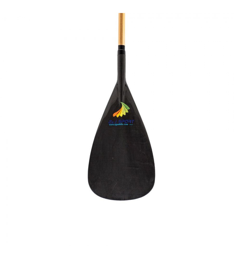 ZJ Sport Hybrid Carbon Outrigger Canoe OC Paddle with Wooden Bent Shaft