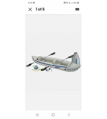 Sea Eagle 370 Deluxe 3 Person Inflatable Kayak Canoe w/ Paddles Not Origin Box