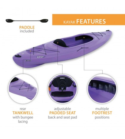 10FT Kayak Sit On Canoeing W/ Paddle Water Sports Lakes Rivers Sporting (Purple)