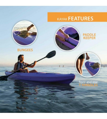 10FT Kayak Sit On Canoeing W/ Paddle Water Sports Lakes Rivers Sporting (Purple)