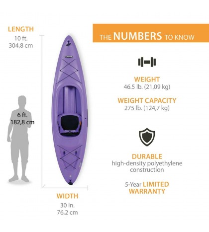 10FT Kayak Sit On Canoeing W/ Paddle Water Sports Lakes Rivers Sporting (Purple)