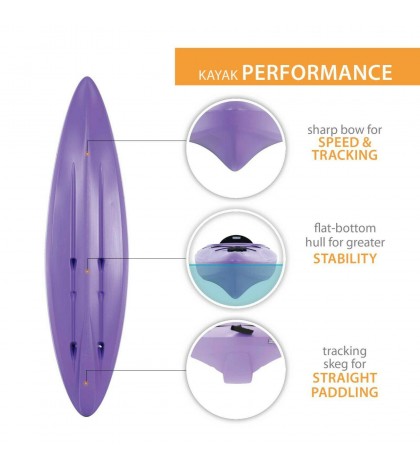 10FT Kayak Sit On Canoeing W/ Paddle Water Sports Lakes Rivers Sporting (Purple)