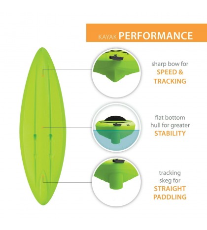 Kayak 8ft Boat with Paddle Green Lightweight adjustable seat Max 45 Day delivery