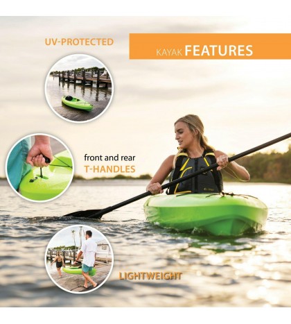 Kayak 8ft Boat with Paddle Green Lightweight adjustable seat Max 45 Day delivery