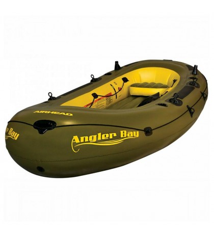 Airhead Angler Bay 6 Person Inflatable Fishing Boat Raft Float, Green