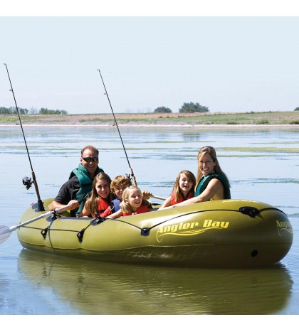 Airhead Angler Bay 6 Person Inflatable Fishing Boat Raft Float, Green