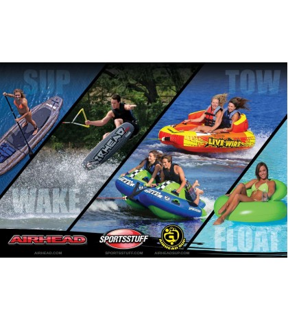 Airhead Angler Bay 6 Person Inflatable Fishing Boat Raft Float, Green