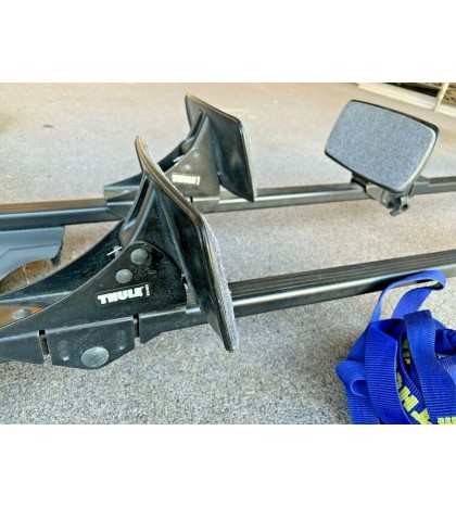 Thule Evo Grabber Cross Bar Rails w/Locks+Keys & Kayak Hydro Glide 875XT Pickup