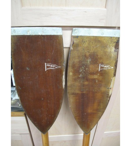 Vintage Kayak Paddle FOLBOT 2 Piece Wood Brass Ends -USA 55
