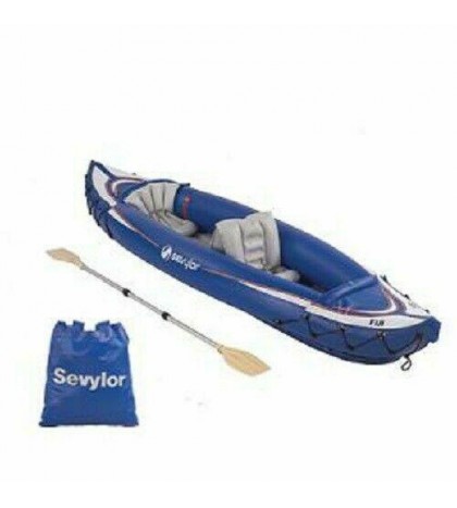Travel Kayak Inflatable, 2 Person w/Removable Seat, Paddle, Carry Bag