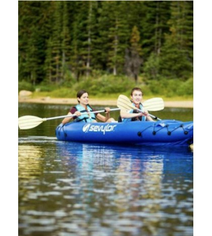 Travel Kayak Inflatable, 2 Person w/Removable Seat, Paddle, Carry Bag