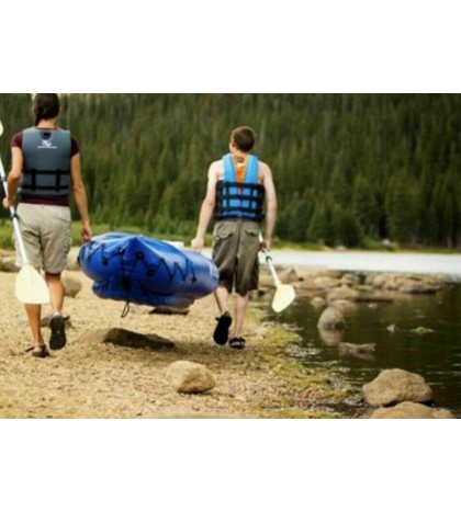 Travel Kayak Inflatable, 2 Person w/Removable Seat, Paddle, Carry Bag