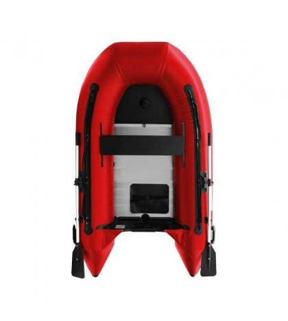 ALEKO Inflatable 8 Ft 4 Inch Red Color Pontoon Boat With Aluminum Floor