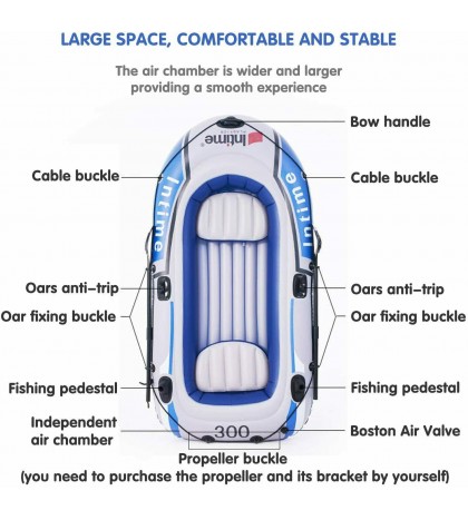 Inflatable Boat 8.9FT Raft Inflatable Kayak Fishing Boat 2/ 3/ 4 Person