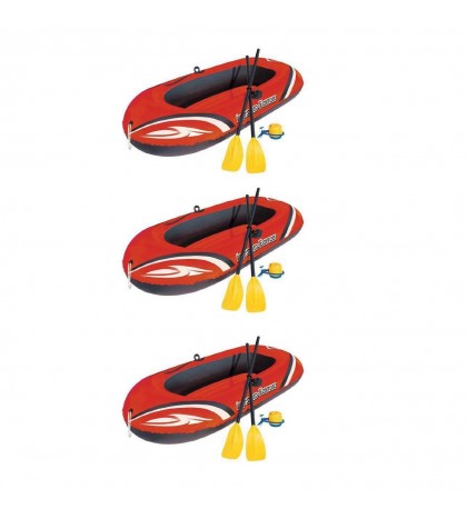 Bestway 77x45 Inches HydroForce Inflatable Raft Set with Oars and Pump (3 Pack)