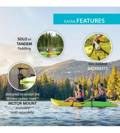 Lifetime Manta 100 Tandem 10' Kayak (Paddles Includ) 500 Lb Capacity.YellowColor