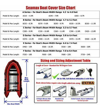 Inflatable Boat Cover, D Series for Beam Range 5.8' to 6.4' (FEET), 5 Sizes fit
