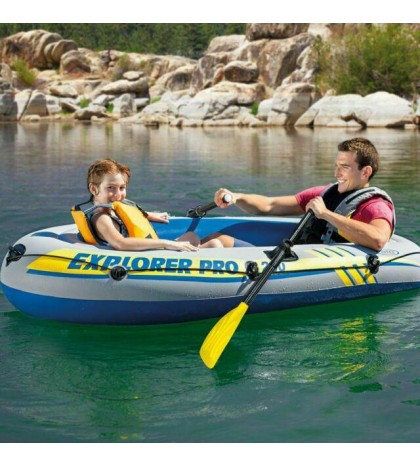 Inflatable Explorer Pro 200 Two Person Boat With Oars And Pump 77
